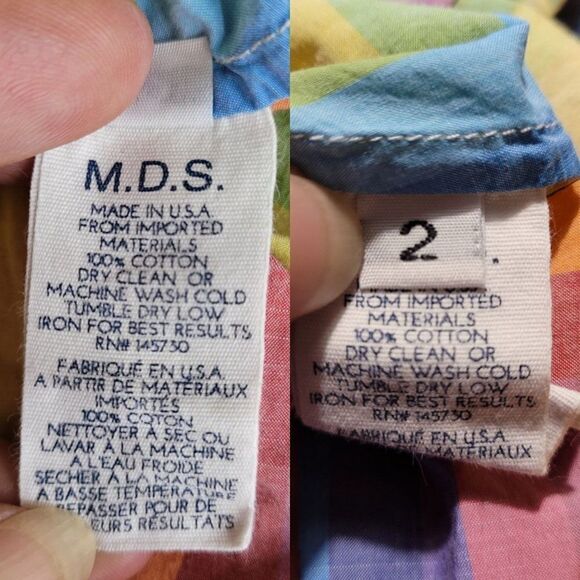 M.D.S. Stripes Shirtdress Dress Rainbow Pinafore Collar A-line Midi Pockets Sz 2 - Picture 4 of 13